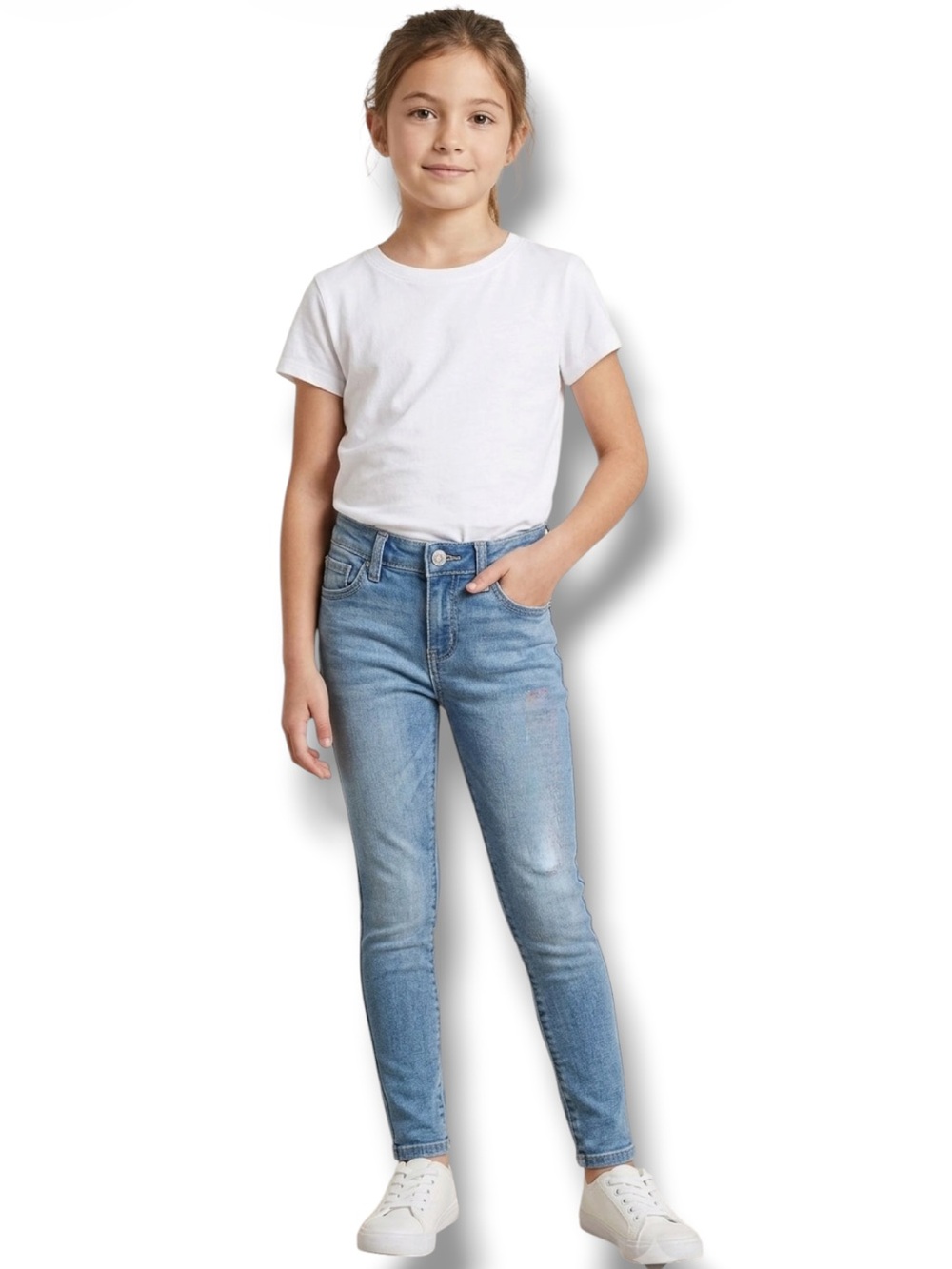 Arizona NWT Jeans Adjustable Waistband Distressed Skinny Jeans Girl’s L REG 6 🍭